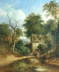 Kinder angeln von einer Brücke